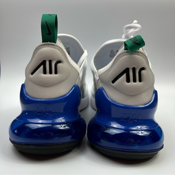 Men's Nike Air Max 270 White Blue Red Running Shoes - Picture 3 of 8